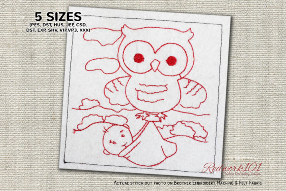 Cute Cartoon Baby and Owl Redwork: A Designer's Review