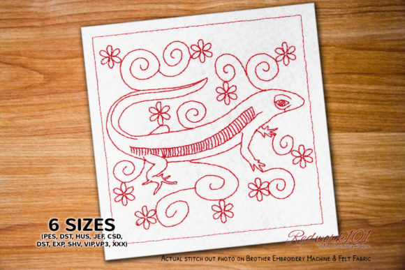 Lizard Redwork: A Craft Fair Embroidery Review